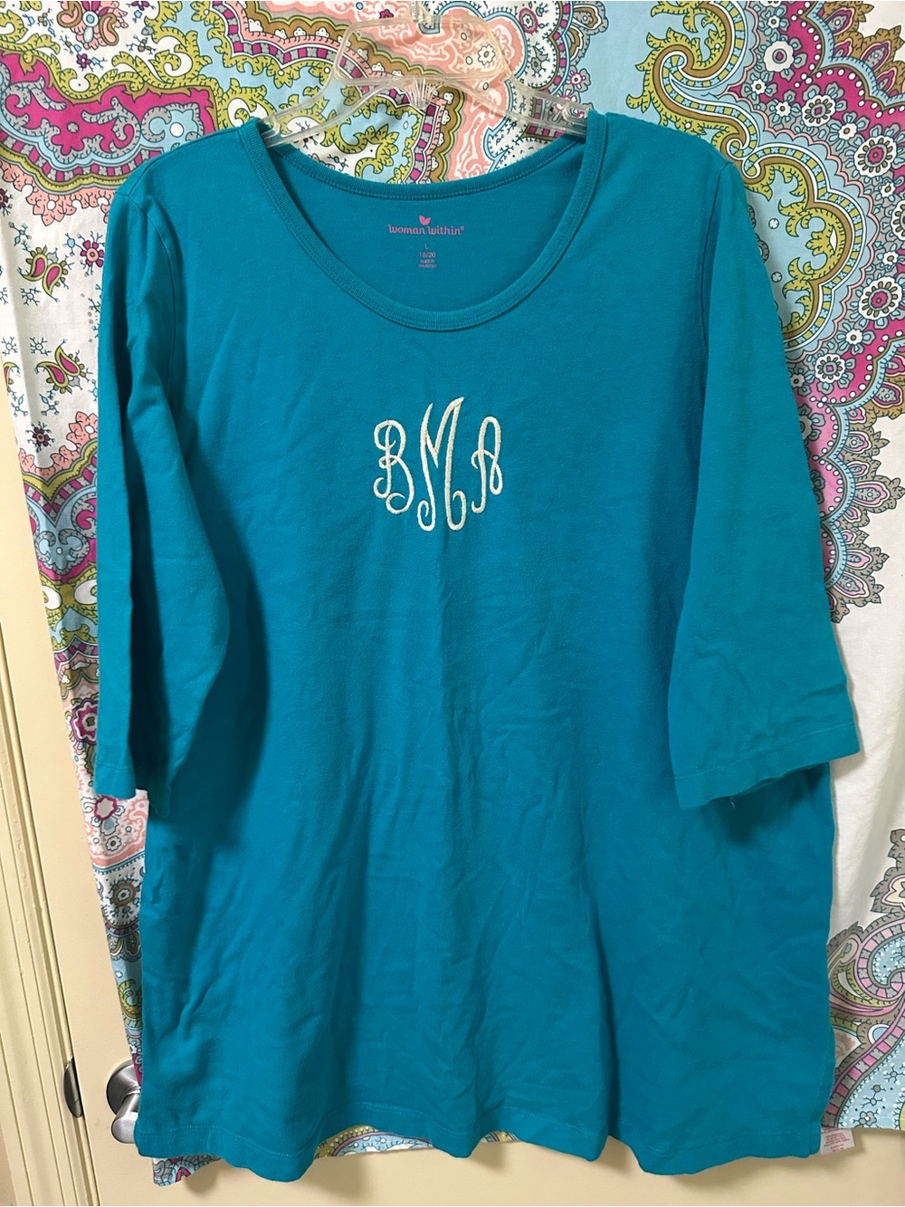 Monogrammed Teal Women’s Scoop Neck Top